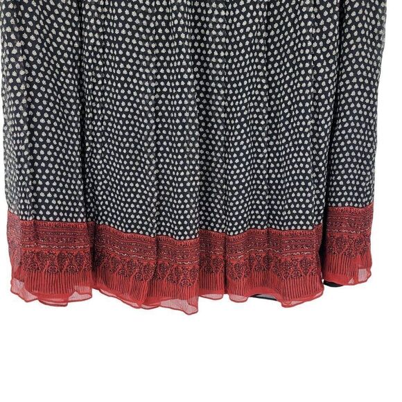 Anne Klein Silk Skirt 14 Black White Polka Dot Red Lace Hem Full Flare Pinup - Picture 8 of 9
